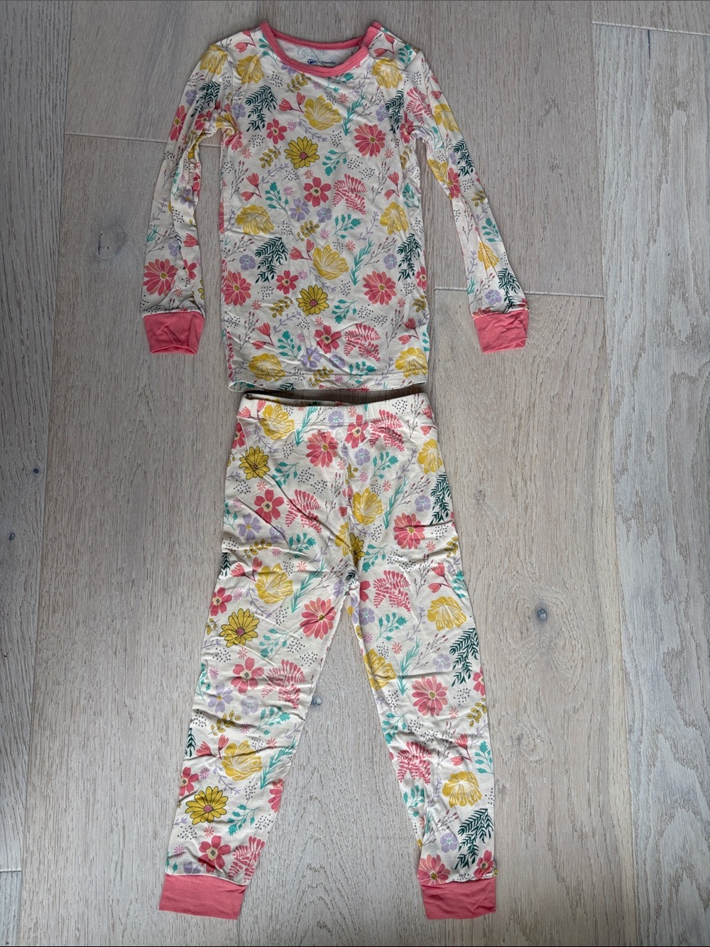 Magnetic Me Floral Long Sleeve Pajama Set - Pink, Yellow, Green